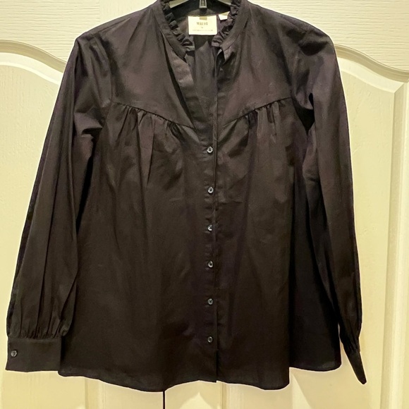 Maeve Anthropologie Black poplin blouse Large - Picture 2 of 4